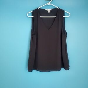 Nine West Size PL V-Neck Black Sleeveless Blouse